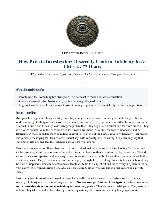 Preview of How Private Investigators Discreetly Confirm Infidelity