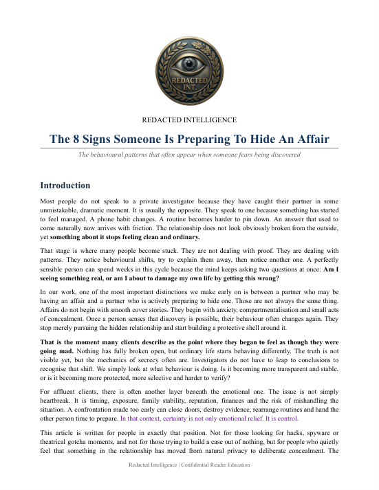 Preview of The 8 Signs Someone Is Preparing To Hide An Affair